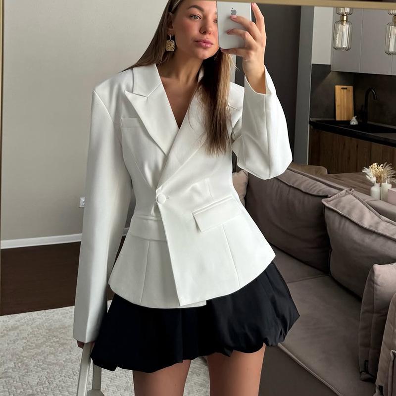 Blazer elegant de damă cu un nasture, cu talie cambrată, Primăvara/Vara 2025