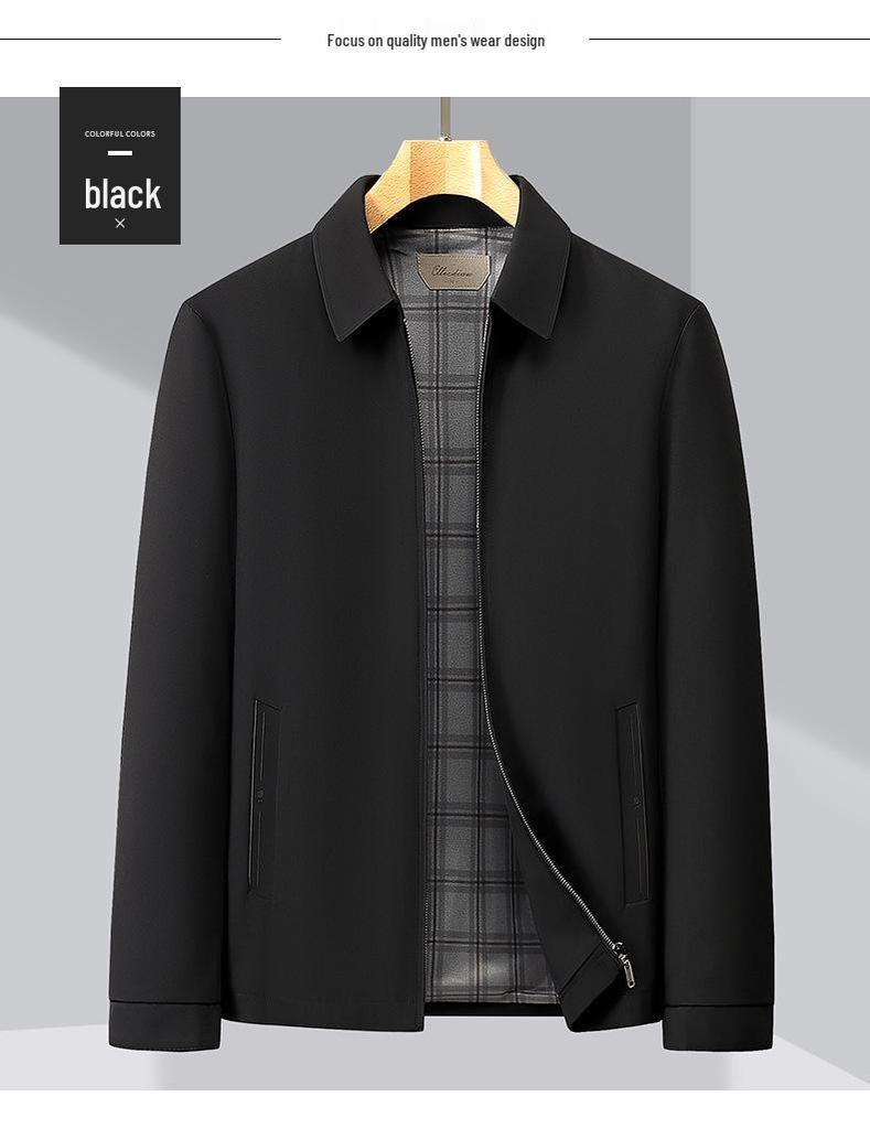 Men's Classic Spring/Autumn Lapel Jacket — Business Casual Dad Style for Young & Middle-Aged Men