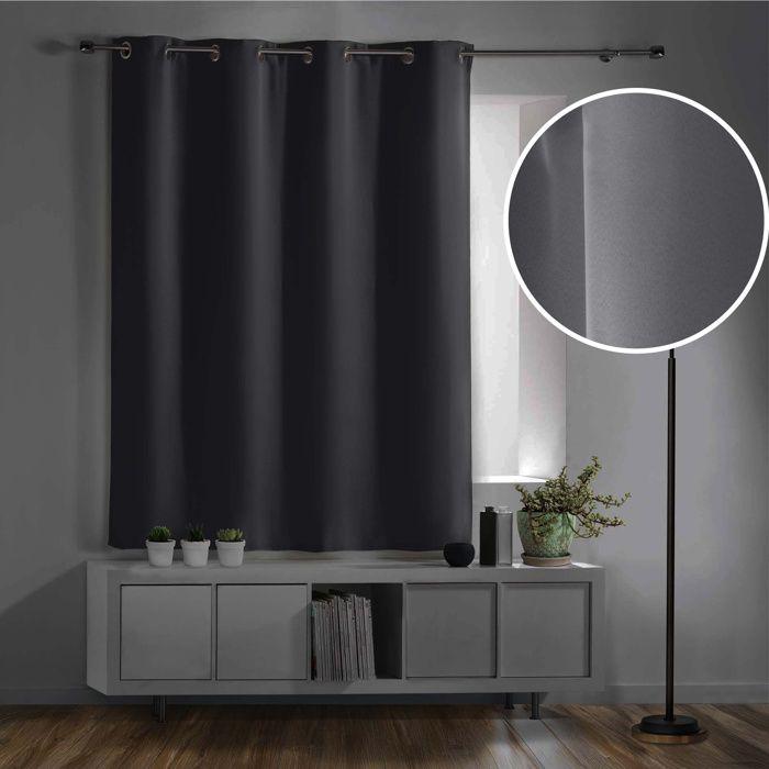 Rideau occultant (140 x h180 cm) uni anthracite
