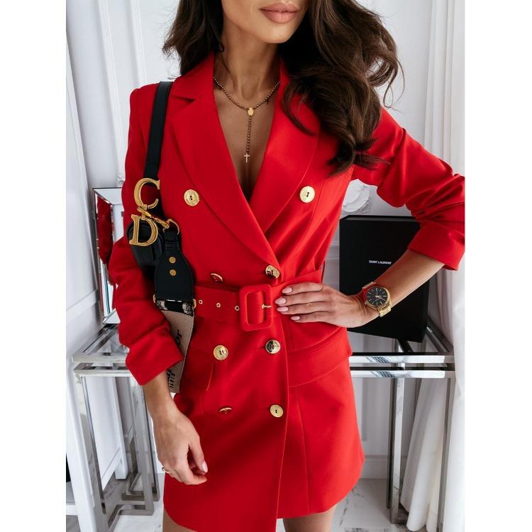 Suit Red Blazer With Gold Buttons Womens Women's Luxury Fitted