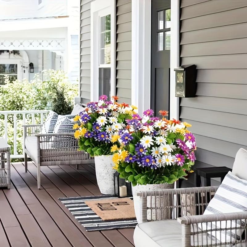 5 Bunches of Outdoor Artificial Flowers, Plastic Daisy Bouquet, UV-Resistant Artificial Flower Bush, Ideal for Home, Office, Wedding, Party Garden