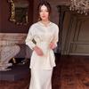 2024 Autumn Women's Solid Color Elegant Slim Fit Waist-Tied Long Dress Set