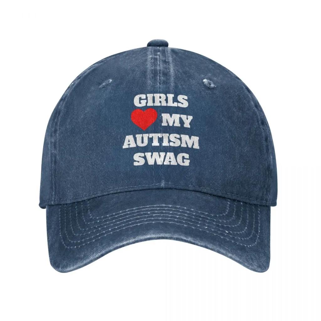 Girls Heart My Autism Swag Baseball Caps Vintage Distressed Denim Washed Snapback Hat Activities Adjustable Caps Hat