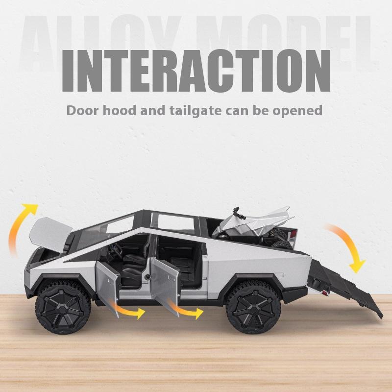 1/24 Tesla Cybertruck SUV Off Road Alloy Diecast Metal Model Boutique Decorations Trendy Toys Ornaments Holiday Gift for Boyfriend Boy