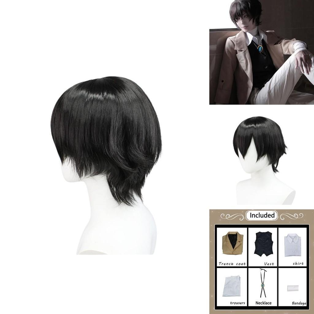 Luksusowy Kostium Cosplay Dazai Osamu Peruka Płaszcz Bungo Stray Dog Halloween Karnawał