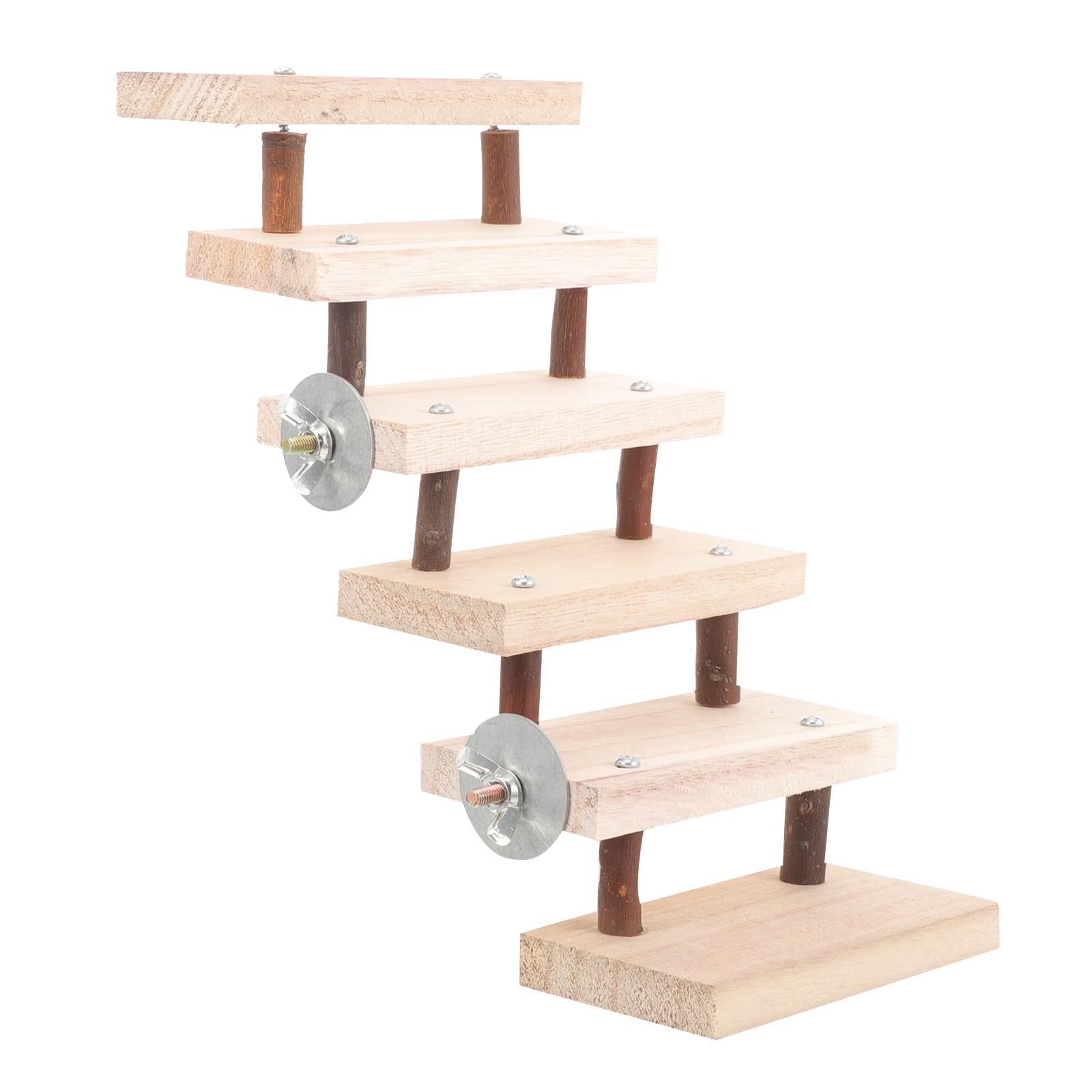 Wooden Ladder Toy Natural Wood Hamster Climbing Ladder Pet Cage Stairs Small Animal Play Ladder Chinchilla Rat Cage 16.5x14.2cm