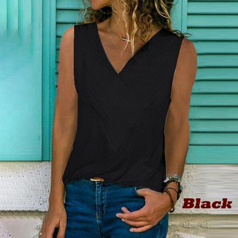 Premium Quality Women Sleeveless Blouse Vest Top Summer Casual V Neck Tank T-shirt Beach Shirts For Effortless Style