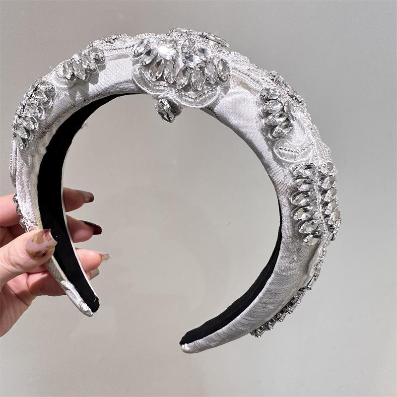 Green Rhinestone Headband Bling Sparkly Crystal Diamond Hairband Fashion Padded Head Band for Girls Women Hair Accessory