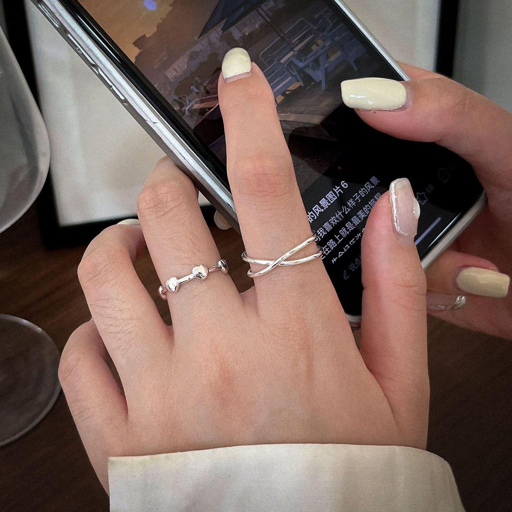Yinruitai S925 Sterling Silver Korean Heart Design Thin Band Ring for Women