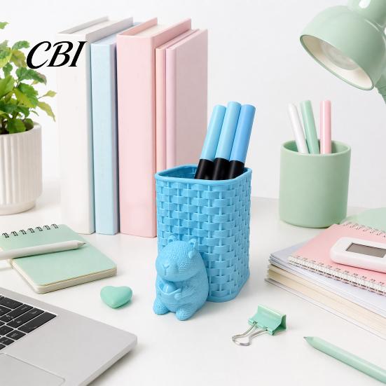 Pen Stand Capybara Holder, 3D Printed with Basket Pencil Holder Ornament Cup, Cute Animal Desk Organizer for Makeup Brush Stationery Office