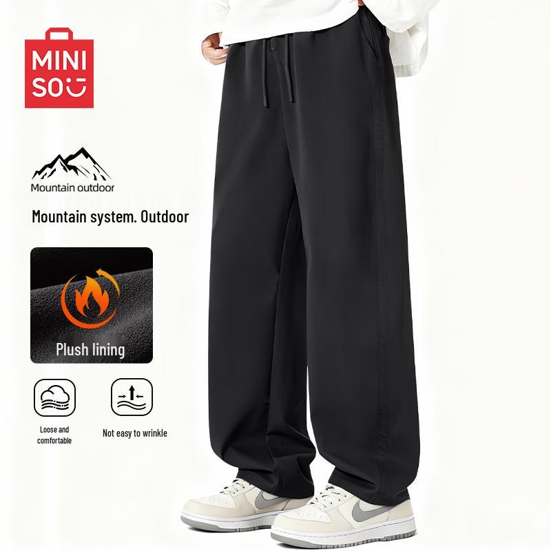 MINISO Men's Winter Fleece-Lined Casual Straight-Leg Pants