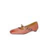Beautiful spring small heel single shoes women's new low heel wedge Mary Jane shoes leather soft leather is not tired