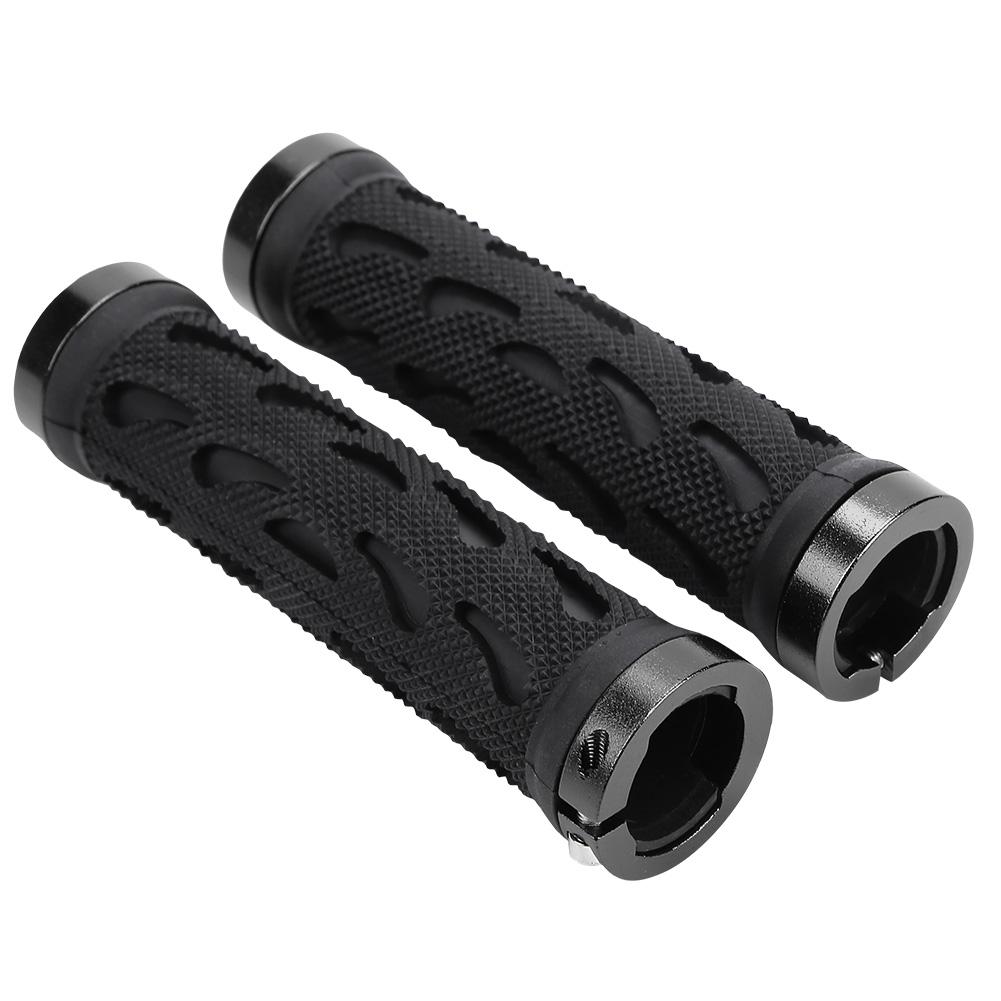 1Pair Hollow Anti Slip Rubber Road Mountain Bike Bicycle Handlebar Lock On Grips(Black)