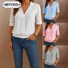 Women's Fashion Casual Solid Color Print Long Sleeve V Neck Blouses & Shirts Unique Design