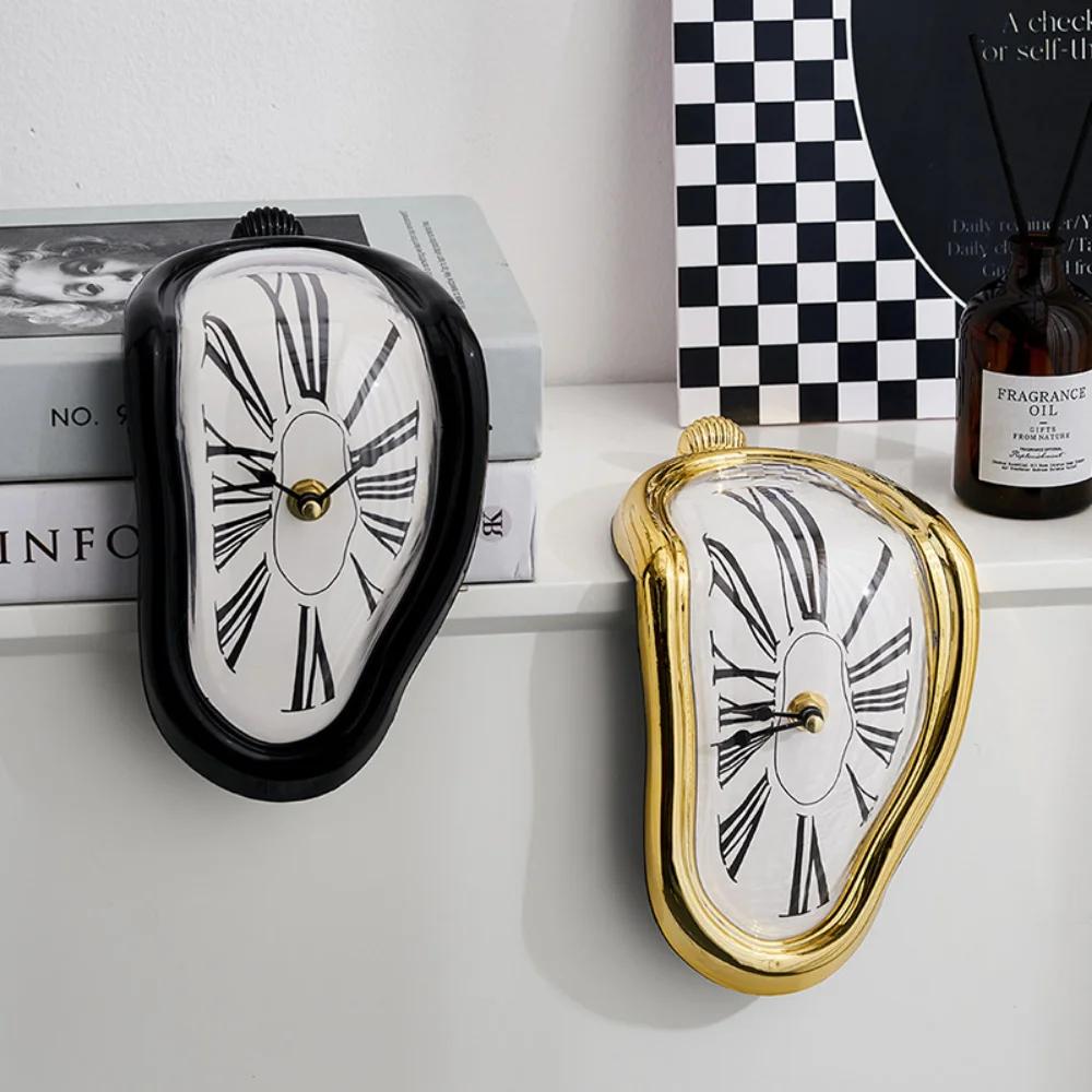 Surrealistic Melting Clock Silent Melting Wall Clock Salvadoran Dali Style Decorative Roman Digital Clock Retro Wall Clock
