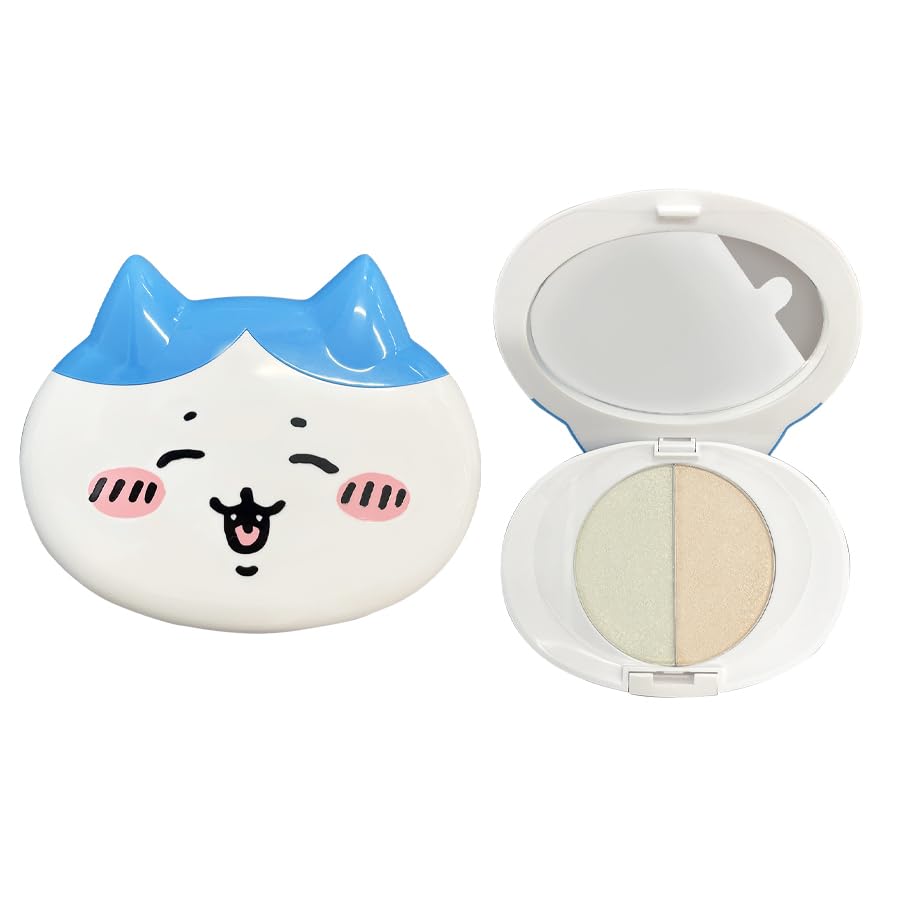 Shobido Hachiware Highlighter with Mirror CW46274 - Chiikawa, Nagano, Makeup, Highlighter, Korean Makeup, Glowing Skin, Dimensional Enhancement