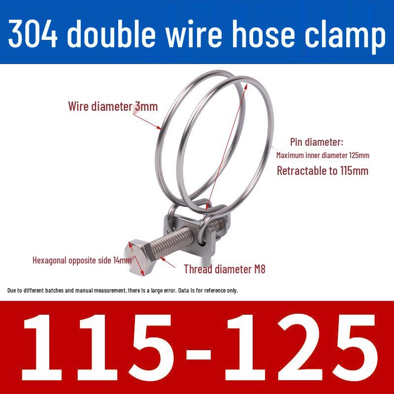 Doppeldraht-Schlauchschelle aus Edelstahl für Feuer-, Wasser-, Gasleitungen - Verdickt