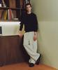 KNITTED Heavy Waffle Round Knit Black