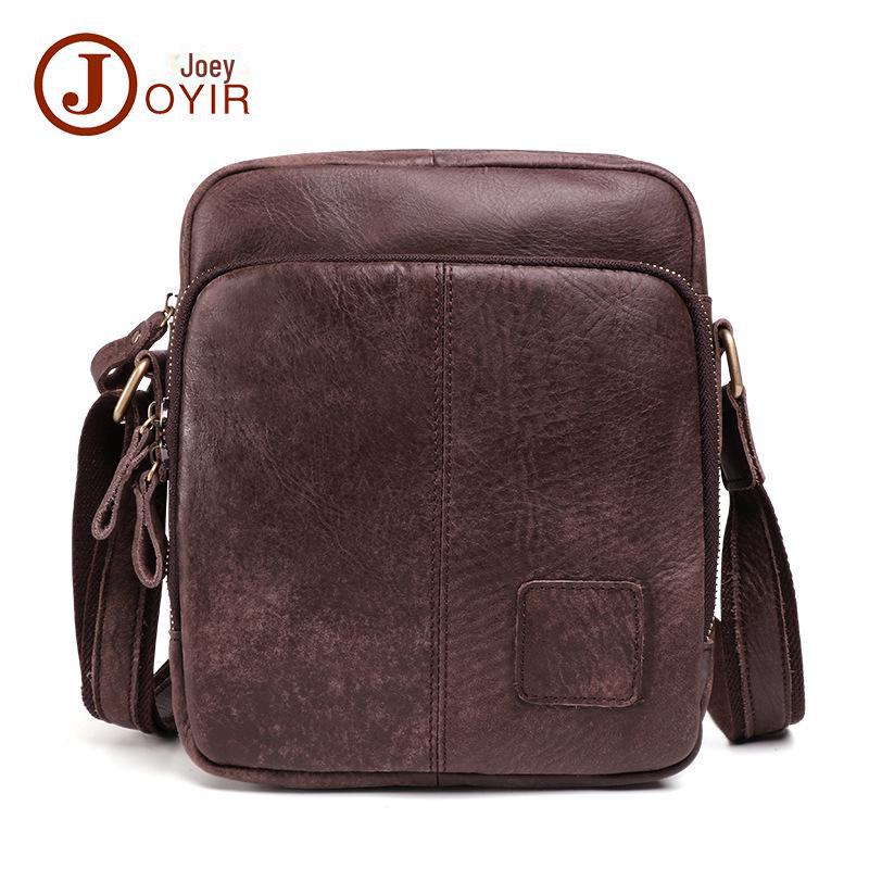 Men's Genuine Leather Retro Shoulder Messenger Bag - Frosted Cowhide