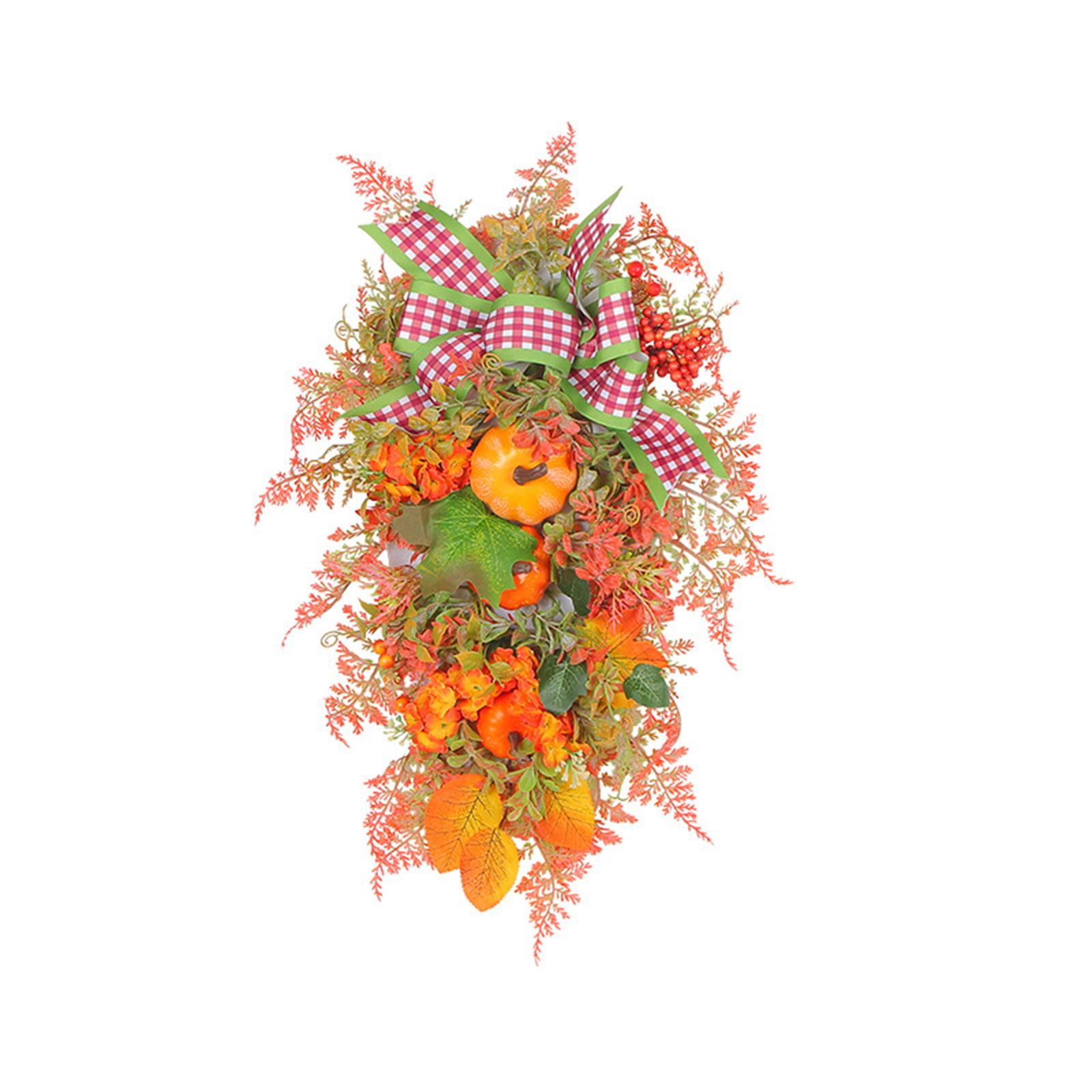 

Осенние венки для входной двери, венок из искусственных листьев, тыкв и ягод для украшения помещений и улицы One Size