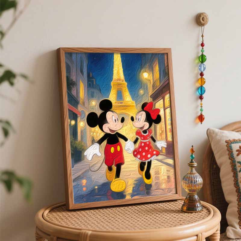 Disney Paint by Numbers Mickey and Minnie In Paris Painting Art Kit Home Decor Gift