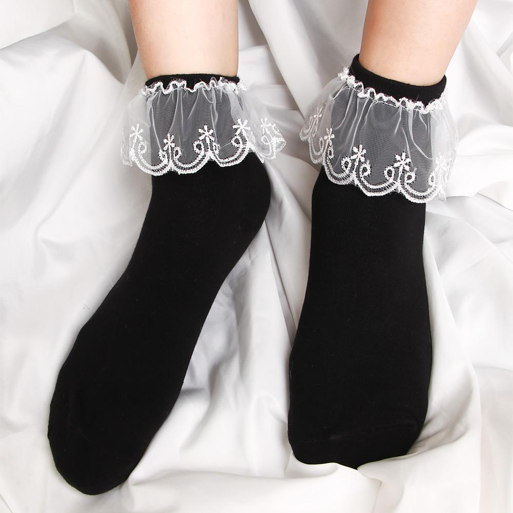 Soft Comfortable Women Ruffle Lace Lolita Princess Socks Frilly Short Socks Ankle Socks