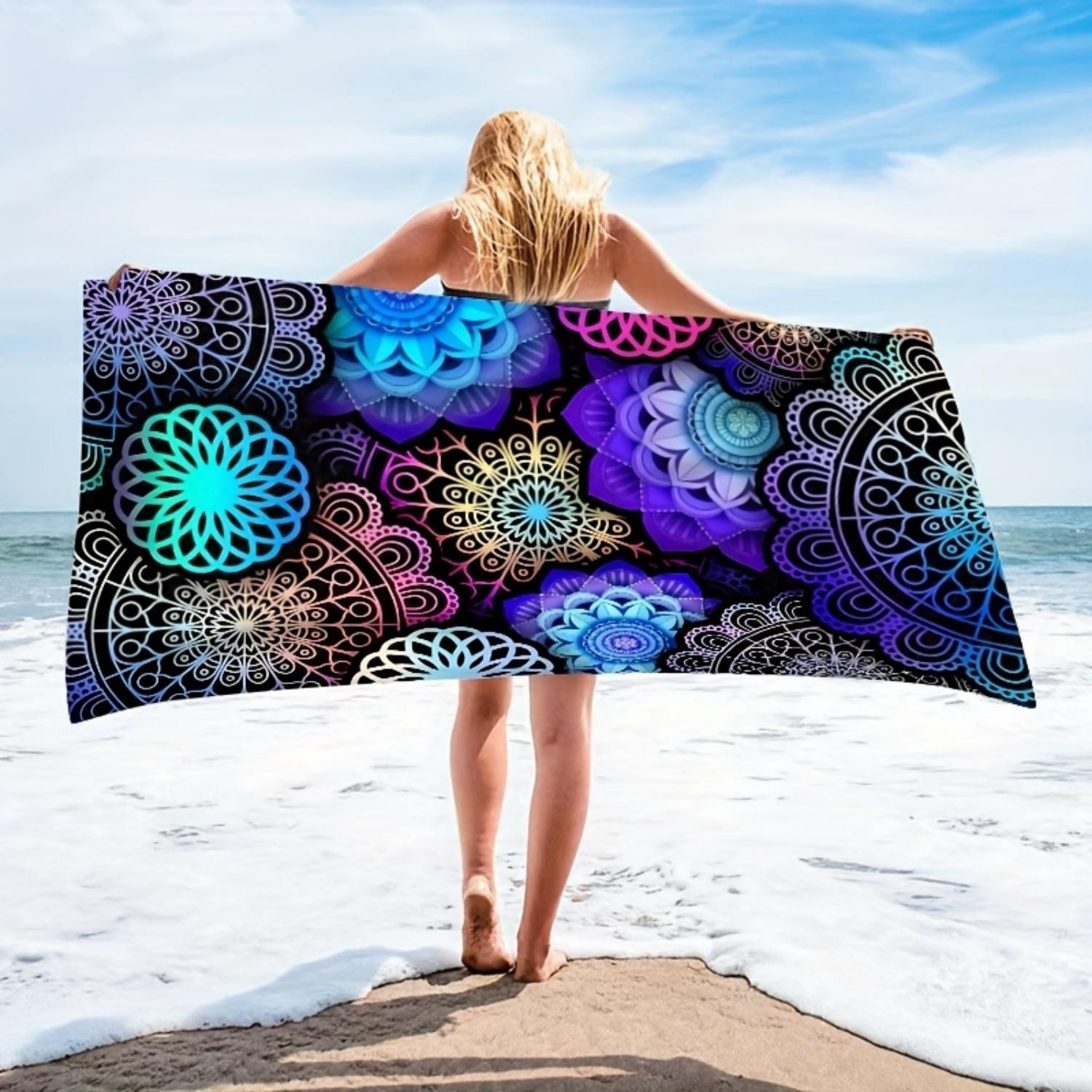 

1pc Bohemian Floral Pattern Beach Towel,Suitable for Seaside Beaches,Fitness Multi-purpose Beach Towel W30*H60(CM)