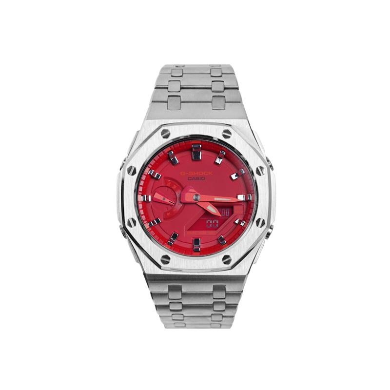 

CASIO Unisex Liquid Crystal,Analog Dual Display Series Red Watch GA-2100-4A(Watch1--) Regular Box