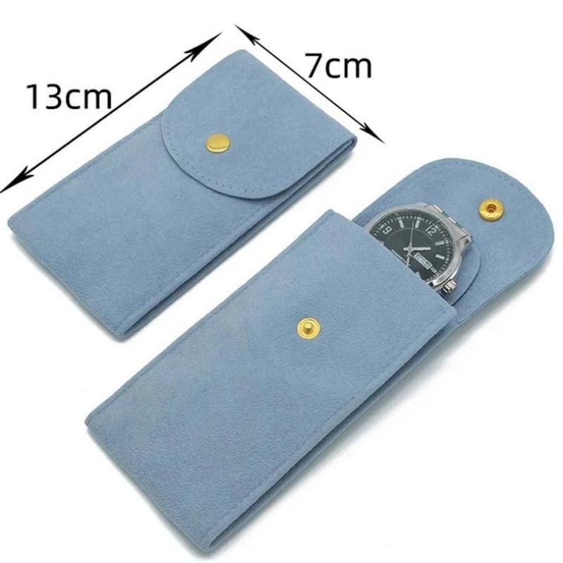 Embers Watch Bag Blue and Black Flannelette Gift Bag Travel Storage Case Durable Portable Watch Dust Protection Case