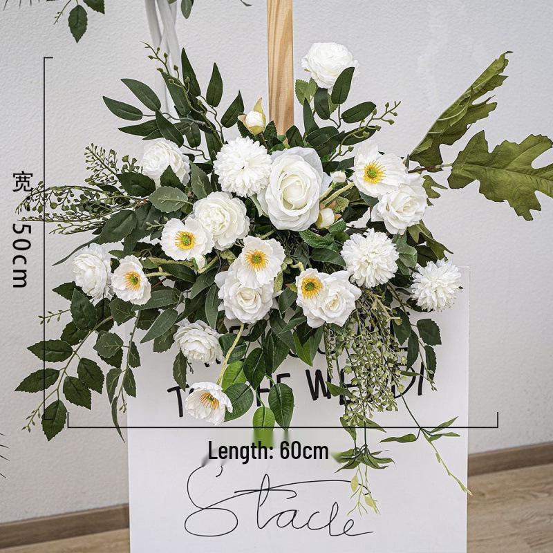 New Floral Ground Row Silk Flower Arrangement for Engagement & Wedding Decor - Large Size, Elegant Design