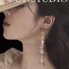 Used Silver Zircon Tassel Rhombus Earrings - Fashionable, Retro, Versatile, High-End Luxury for Women