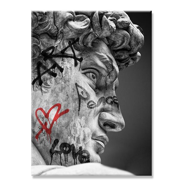 David Sculpture Canvas Painting Posters and Prints Black White Statue Wall Art Picture Street Artwork for Living Room Home Decor