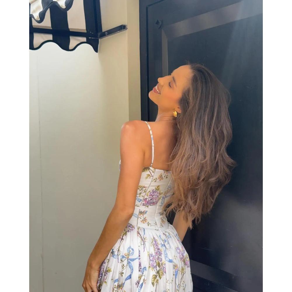 Rochie Maxi Plisată cu Talie Înaltă cu Imprimeu Floral Vintage Femei Sexy Fără Spate Fără Mâneci Rochii Lungi Vară Sexy Vocație Petrecere Robă