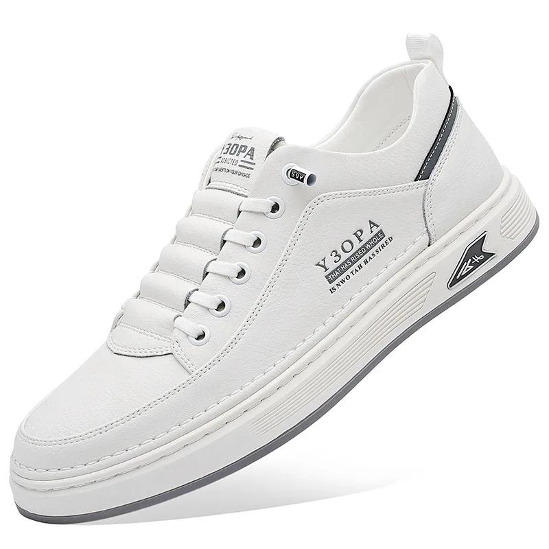 Men Shoes Leather Casual Sneakers Breathable Walking Slip On Platform Shoes Male Flats Rubber Sole Shoes Zapatillas 2025