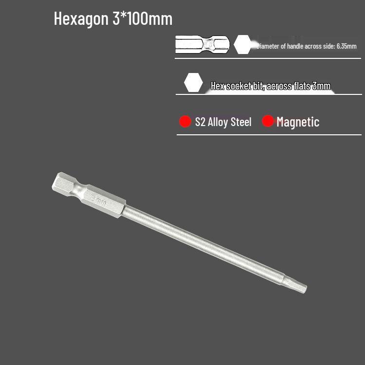S2 Air Impact Hex Socket Bit Set, Pneumatic & Electric Screwdriver, 1/4 Strong Magnetic