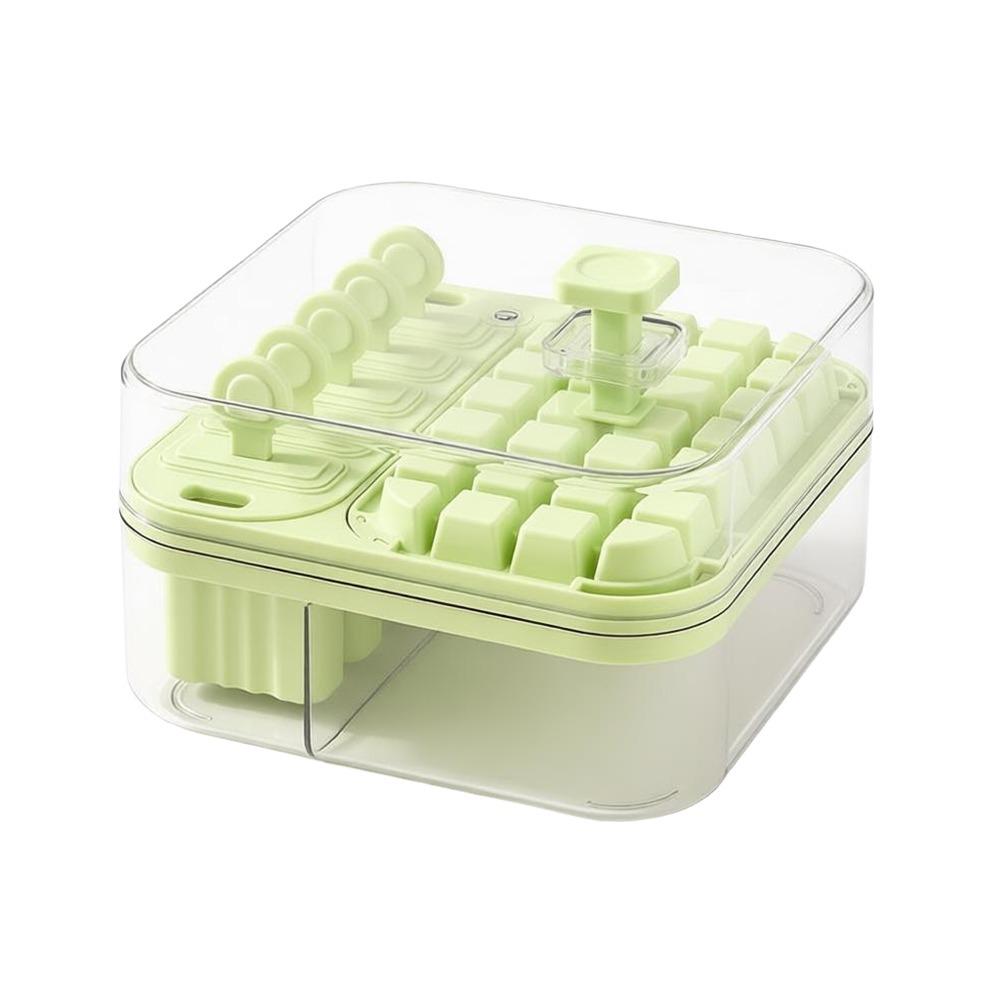 2-in-1 Press Ice Tray Box One-Touch Release Ice Maker Space Saving Ice Cream Mold  Home Kitchen Use