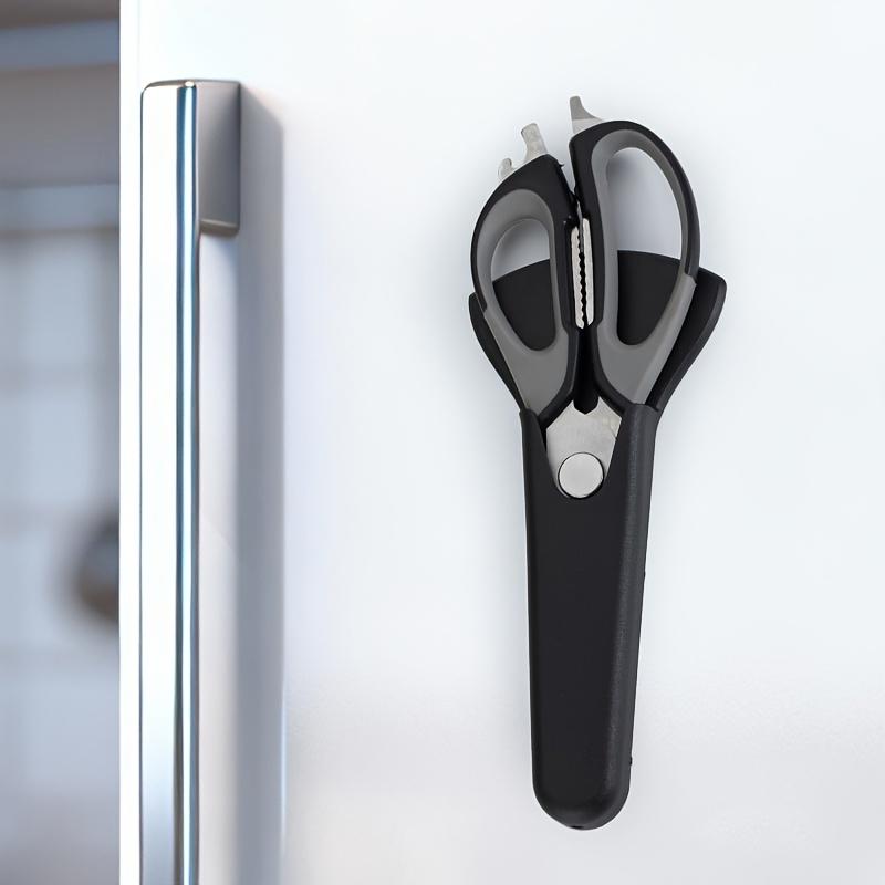 Multi-functional Kitchen Shears with Magnetic Holder - Sticks To Fridge Surfaces, Ultra-Sharp Stainless Steel Poultry Scissors for Cutting Chicken
