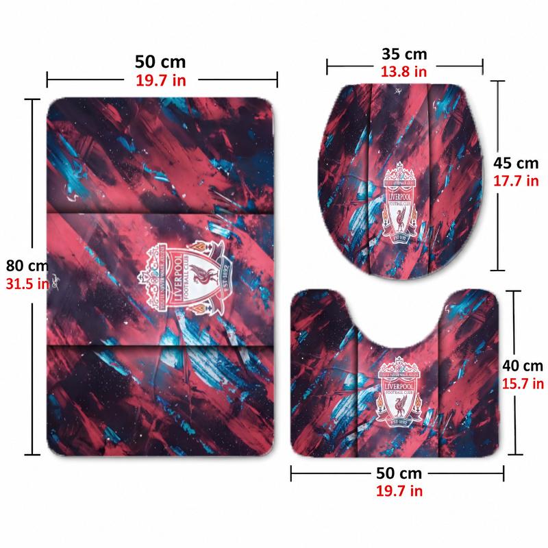 Liverpool (95)Flannel Toilet 3 Piece Set Soft Bathroom Rug Non-Slip Toilet Seat Cover Bathroom Home Decor