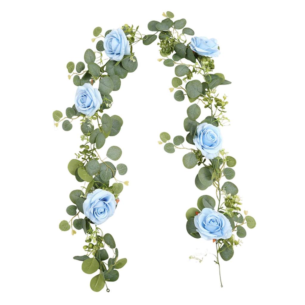 Artificial Eucalyptus Flower Garland Wedding Decoration for Room Window Wall Blue