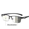 Half Frame Photochromic Glasses for Men Trendy Fashion Color Changing Eyeglasses Unisex Sunglasses