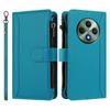 For Oppo Reno12 F 4G/Oppo Reno12 FS 5G/Oppo F27 5G/Oppo Reno12 F 5G Leather Case 9 Card Slots Zipper Wallet Stand Phone Cover with Wrist Strap