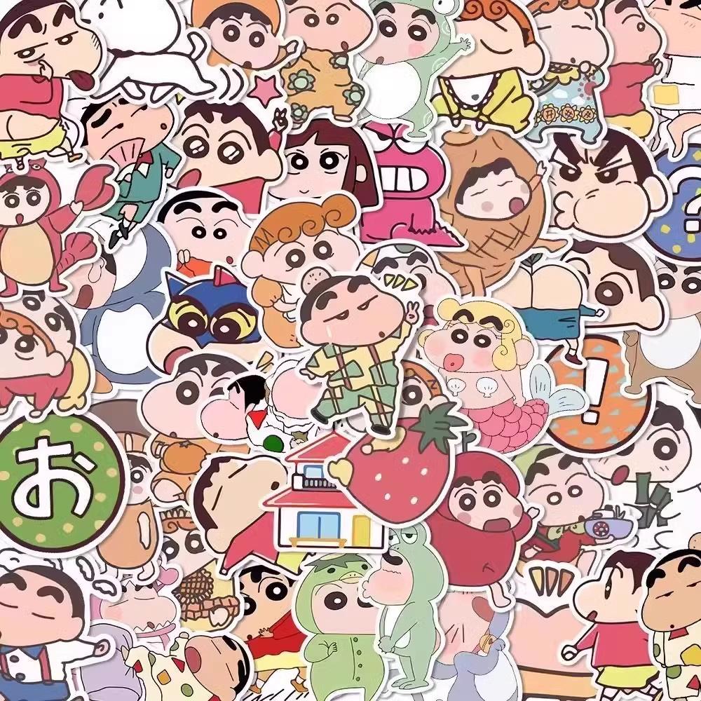 50/100PCS Anime Crayon Shin Chan Stickers Decals for Laptop Luggage Skateboard Phone Cartoon Girls Toy Gift Stickers