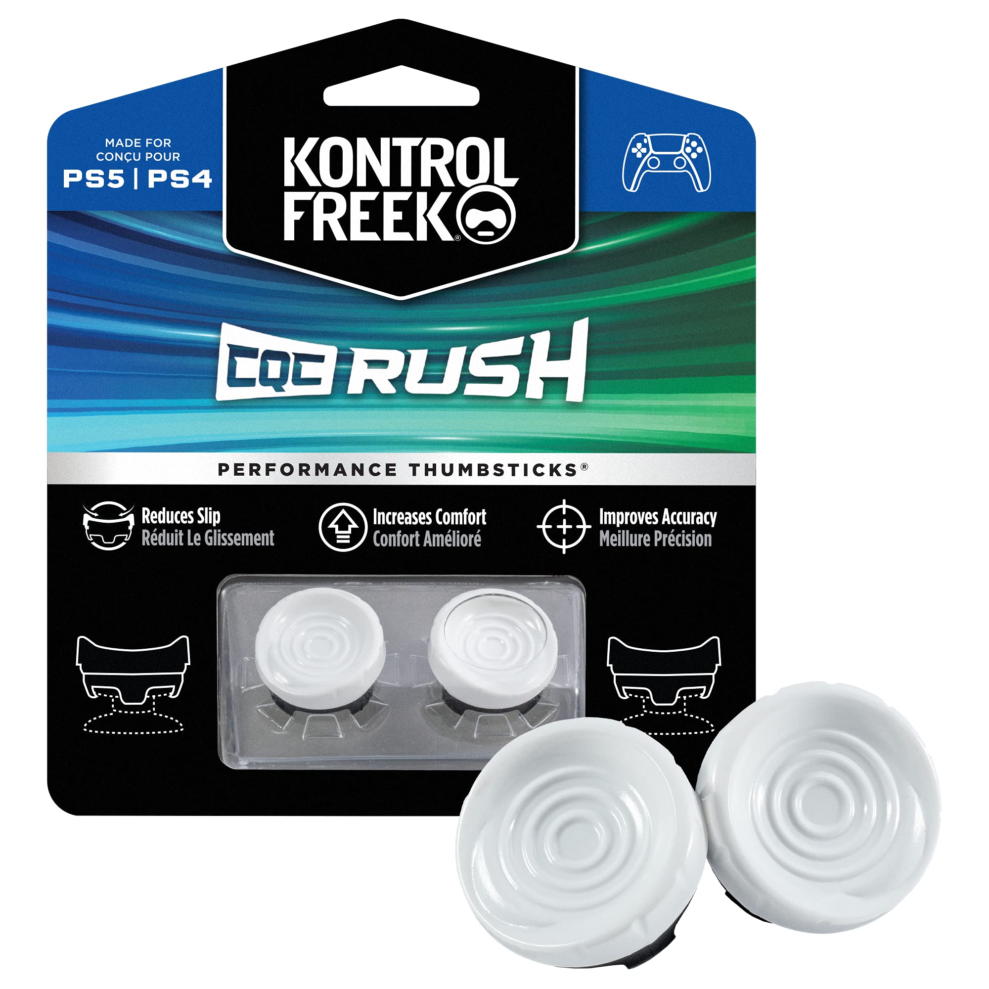 

KontrolFreek FPS Freek CQC Rush Performance Thumbsticks for PlayStation 4 and PlayStation 5 Controllers with Holes White (PS4) (PS5) 2-Pack, білий