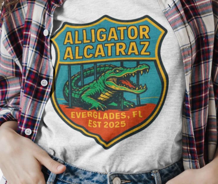 Everglades Alligator Alcatraz T-Shirt, Florida Souvenir, Unisex Tee 2XL