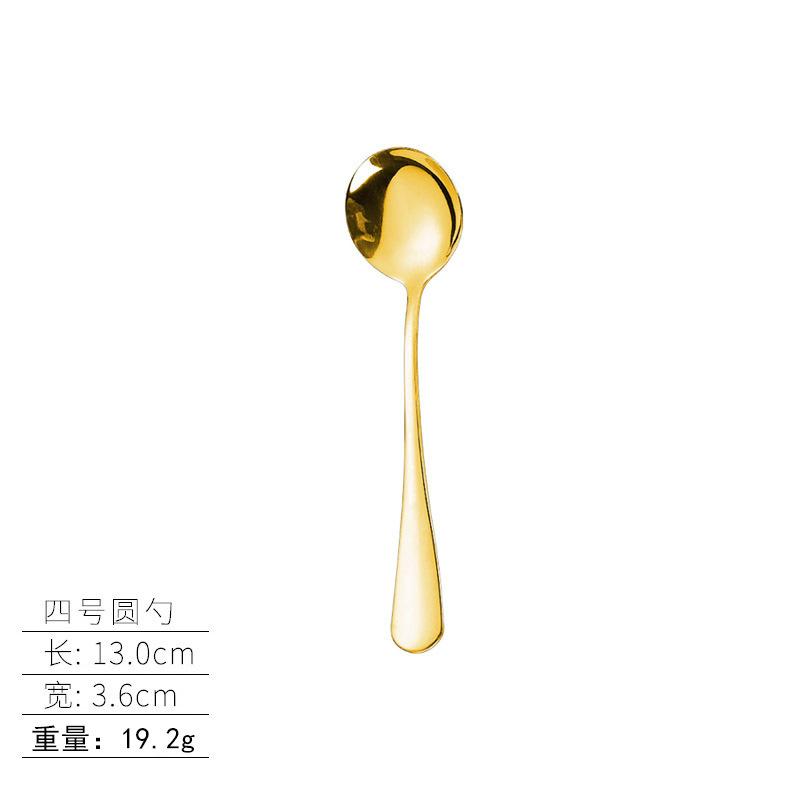 Stainless steel tableware, knives and forks, spoons, western food steak knives and forks, household thickened pointed spoons, round spoons, supplies