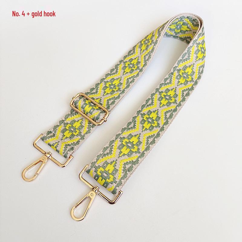 Etniczny Wzór Nylonowy Pasek do Plecaka z Regulowaną Długością i Metalowymi Akcesoriami - Odporny na Zużycie i Poszerzony dla Komfortu