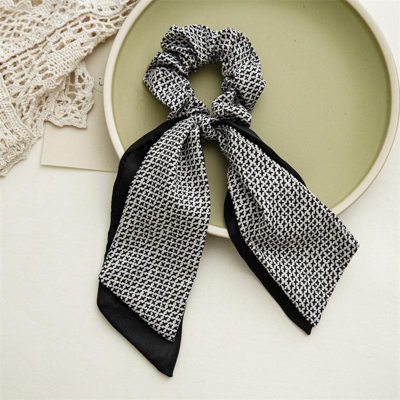 25cm Flower Print Bowknot Elastic Hair Band Women Scrunchie Girls Hair Tie Ponytail Holder Headband Hair Rope Hair Accessories