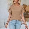 Damen Rundhals-Oberteil Lässiges Patchwork Einfarbiges Lockeres T-Shirt