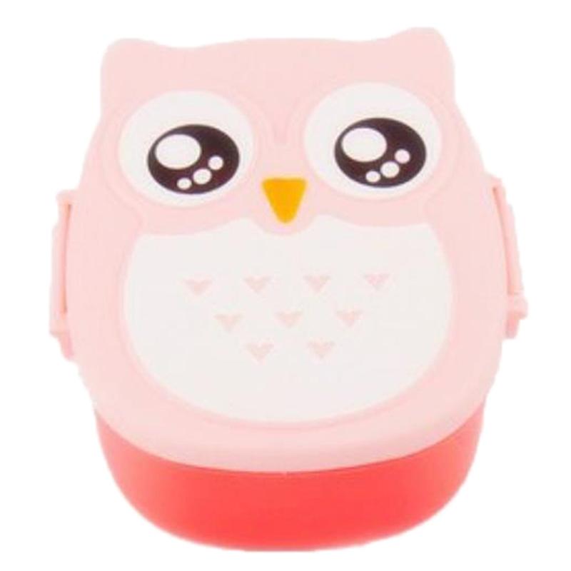 Cutie Bento în formă de bufniță de desene animate Recipient portabil pentru alimente cu lingură pentru exterior