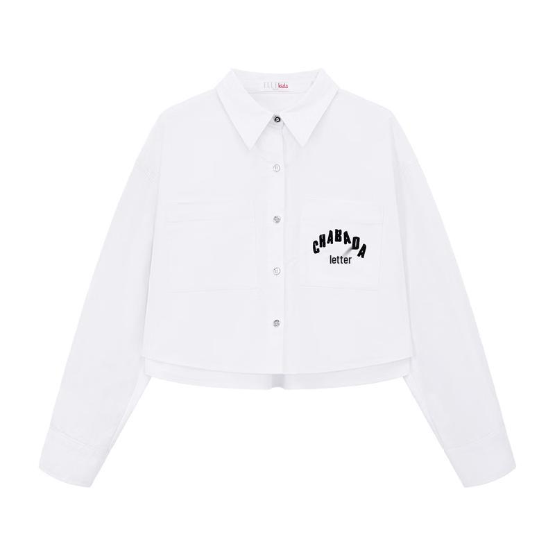 

ELLE KIDS Girls Preppy Embroidered Cotton Shirt Jacket 160